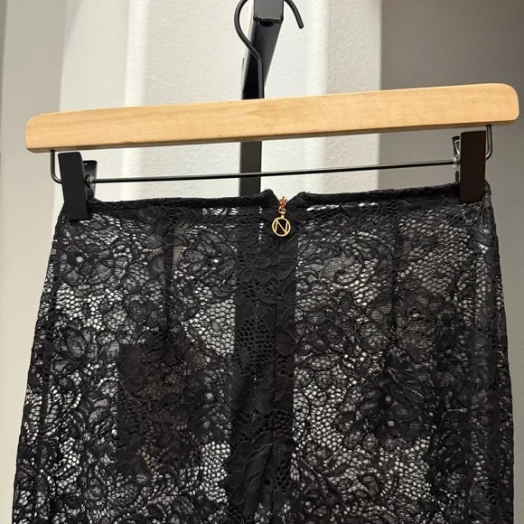 Nookie Black Lace Heaven Pant in Black Grunge Flare Stretch 90s Size XS - Picture 6 of 7